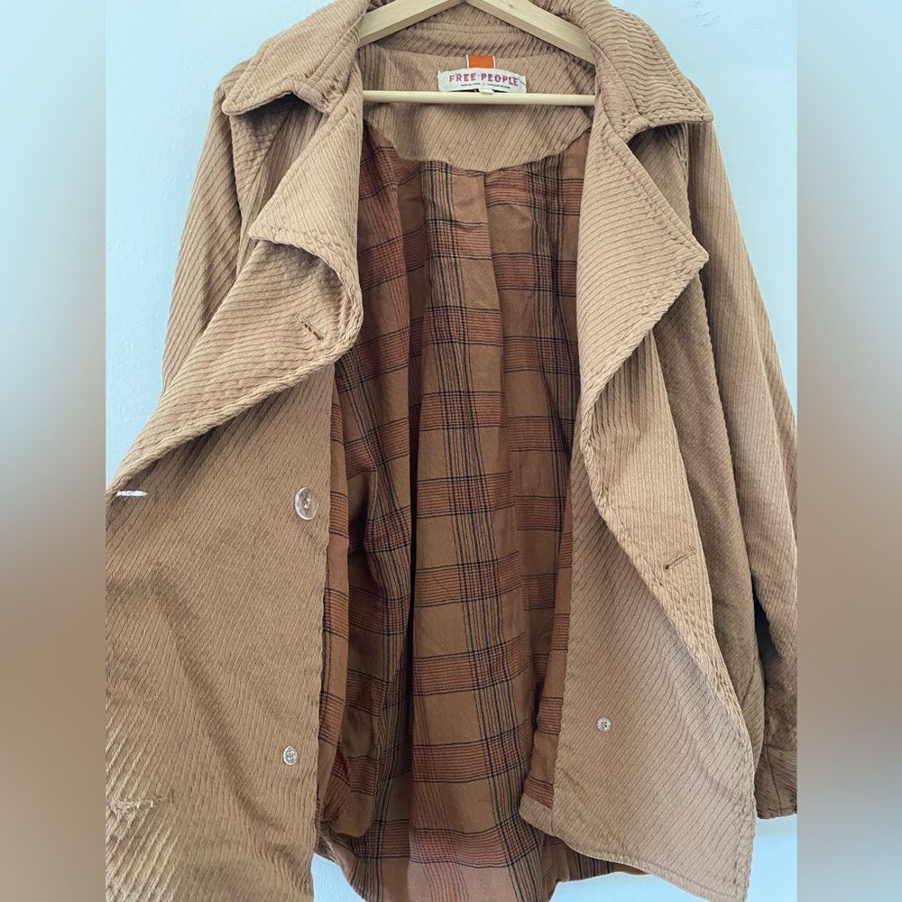 Free People Corduroy Remi Double breasted Jacket Size L Oversized Utility - Picture 10 of 12